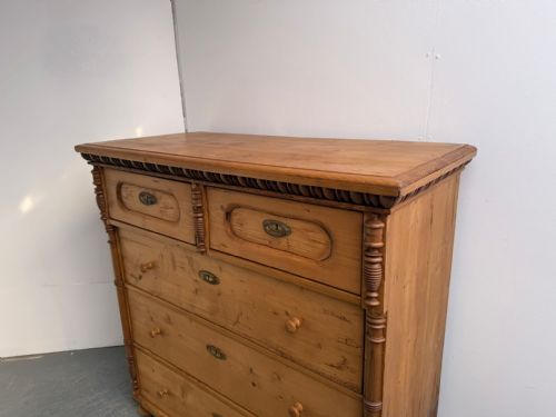 A HUGE ANTIQUE OLD PINE GENUINE VICTORIAN HUNGARIAN 5 DRAWER CHEST OF DRAWERS - ADDITIONAL PHOTO 8