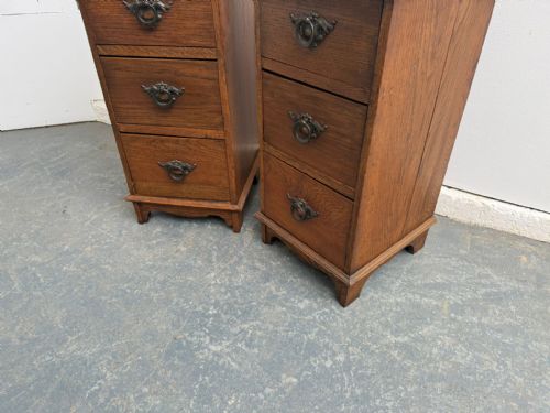 fig 1. A Fantastic Pair of Arts & Crafts Golden Oak Waxed Bedside Cabinets