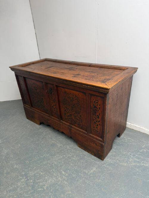 A GENUINE HUNGARIAN REGENCY MASSIVE ORIGINALLY PAINTED COFFER BOX