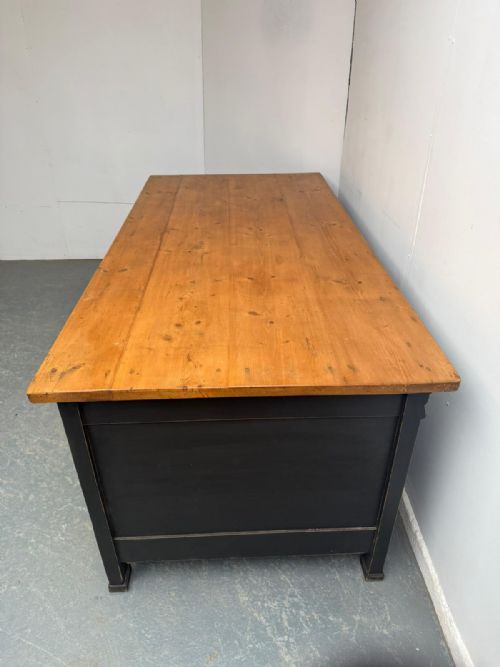fig 2. Amazing Original Hungarian Victorian Antique Pine Painted Black Kitchen Island