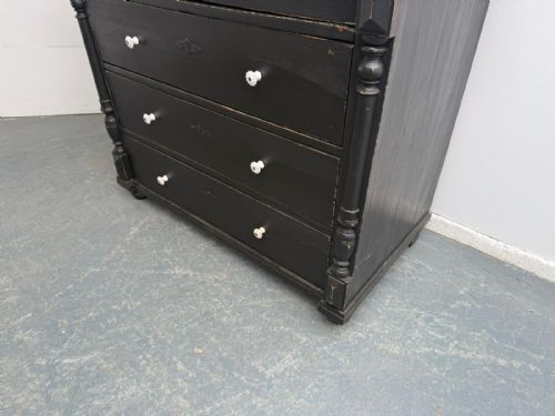 A MINT CLEAN PAINTED BLACK ORIGINAL HUNGARIAN 4DRAWER VICTORIAN CHEST OF DRAWERS - ADDITIONAL PHOTO 1