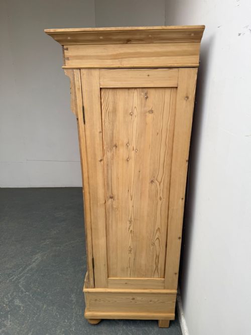 fig 2. A Rare Antique Pine Art Nouveau Carved 2 Door Knockdown Wardrobe to Paint/Wax