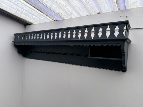 A BEAUTIFULLY PAINTED HUNGARIAN ORIGINAL PAINTED BLUE ANTIQUE PINE COAT RACK