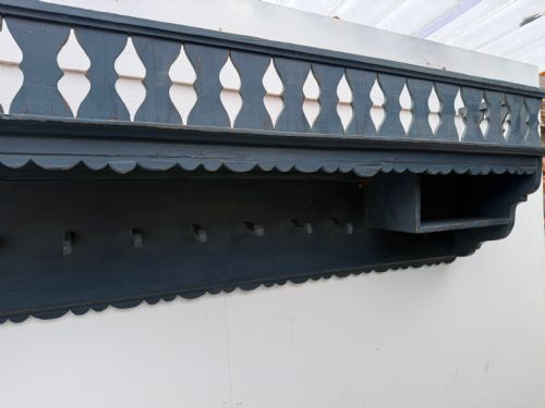 A BEAUTIFULLY PAINTED HUNGARIAN ORIGINAL PAINTED BLUE ANTIQUE PINE COAT RACK - ADDITIONAL PHOTO 1
