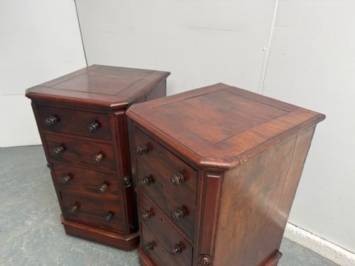 fig 1. A Stunning Pair of Mahogany 4 Drawer Large Victorian Bedside Cabinets