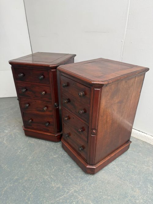 A Stunning Pair of Mahogany 4 Drawer Large Victorian Bedside Cabinets