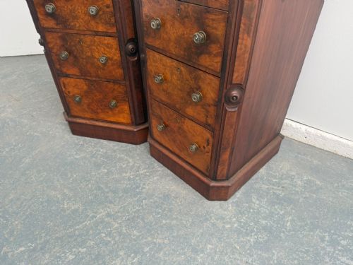A CRACKING PAIR OF BURR WALNUT 4 DRAWER VICTORIAN BEDSIDE CABINETS - ADDITIONAL PHOTO 1