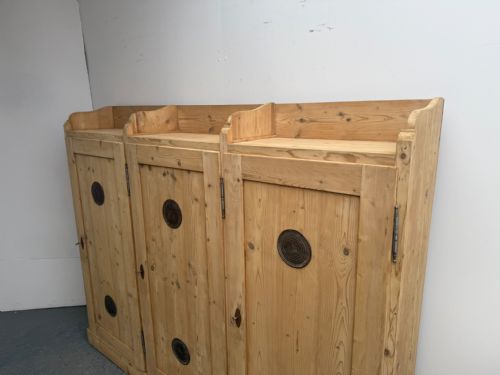 A RARE VICTORIAN ANTIQUEOLD PINE SHALLOW VENTED KITCHEN CUPBOARD TO WAXPAINT - ADDITIONAL PHOTO 1