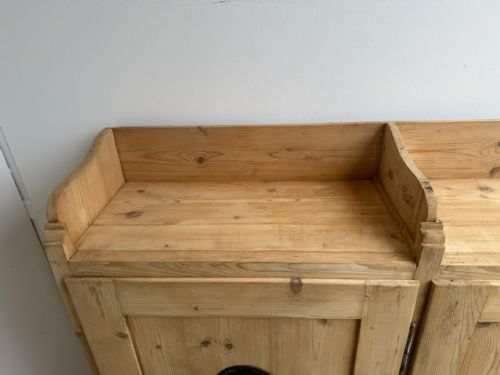 A RARE VICTORIAN ANTIQUEOLD PINE SHALLOW VENTED KITCHEN CUPBOARD TO WAXPAINT - ADDITIONAL PHOTO 2