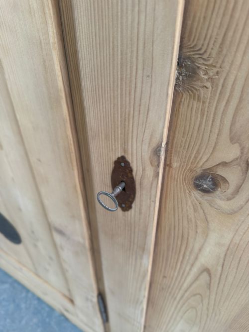 A RARE VICTORIAN ANTIQUEOLD PINE SHALLOW VENTED KITCHEN CUPBOARD TO WAXPAINT - ADDITIONAL PHOTO 7