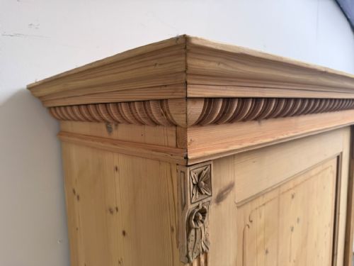 A REALLY PRETTY ANTIQUE OLD PINE VICTORIAN 1 DOOR CARVED CUPBOARD TO WAXPAINT - ADDITIONAL PHOTO 4