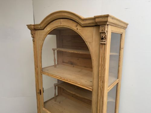 A QUALITY VICTORIAN ANTIQUE OLD PINE GLAZED DISPLAY CABINET TO WAX PAINT - ADDITIONAL PHOTO 4
