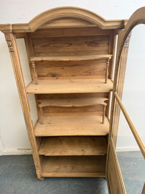 A QUALITY VICTORIAN ANTIQUE OLD PINE GLAZED DISPLAY CABINET TO WAX PAINT - ADDITIONAL PHOTO 7