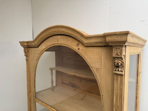 A QUALITY VICTORIAN ANTIQUE OLD PINE GLAZED DISPLAY CABINET TO WAX PAINT - ADDITIONAL PHOTO 10