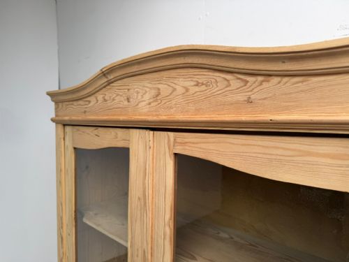 A FANTASTIC VICTORIAN ANTIQUE PINE 2 DOOR GLAZED BOOKCASE TO WAX PAINT - ADDITIONAL PHOTO 8