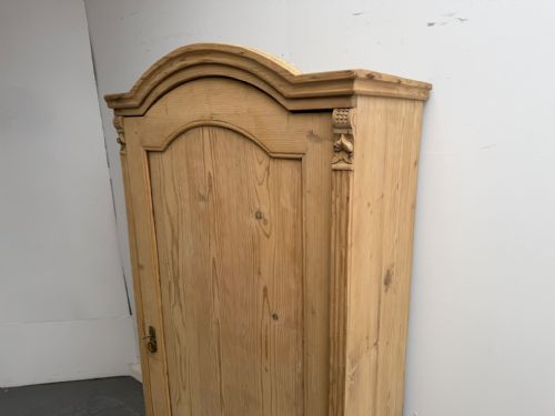 fig 1. A Lovely Victorian Shallow Antique Pine 1 Door Storage Cupboard to Wax/Paint