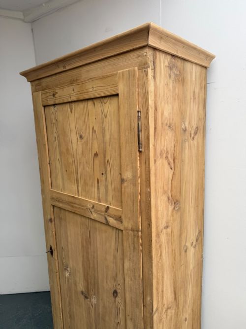 A RARE TALL NARROW ANTIQUE PINE 1 DOOR VICTORIAN STORAGE CUPBOARD TO WAXPAINT - ADDITIONAL PHOTO 1