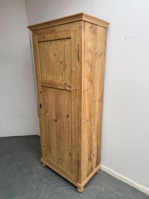A RARE TALL NARROW ANTIQUE PINE 1 DOOR VICTORIAN STORAGE CUPBOARD TO WAXPAINT
