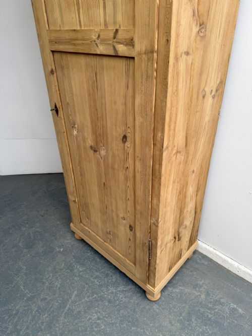 A RARE TALL NARROW ANTIQUE PINE 1 DOOR VICTORIAN STORAGE CUPBOARD TO WAXPAINT - ADDITIONAL PHOTO 2