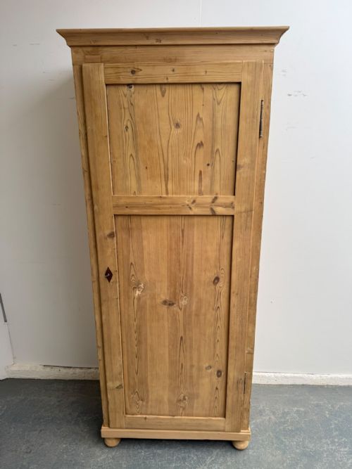A RARE TALL NARROW ANTIQUE PINE 1 DOOR VICTORIAN STORAGE CUPBOARD TO WAXPAINT - ADDITIONAL PHOTO 7