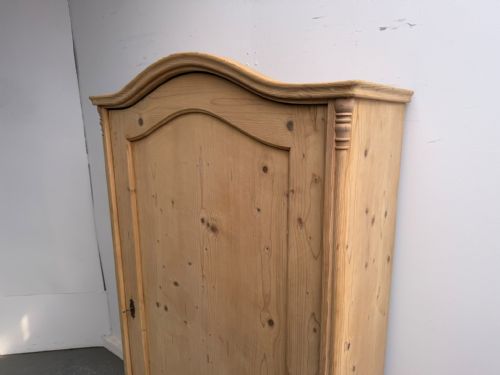A CLEAN SHALLOW ARCHED ANTIQUE OLD PINE VICTORIAN CUPBOARD TO WAXPAINT - ADDITIONAL PHOTO 1
