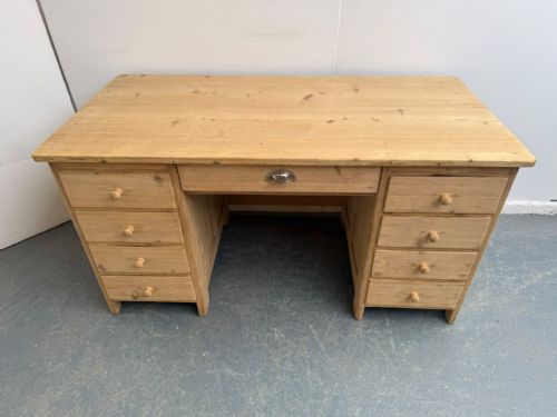 A TOP QUALITY ANTIQUE OLD PINE VICTORIAN 9 DRAWER LARGE DESK TO WAX PAINT - ADDITIONAL PHOTO 2