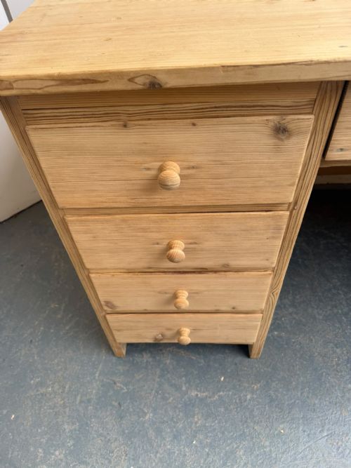 A TOP QUALITY ANTIQUE OLD PINE VICTORIAN 9 DRAWER LARGE DESK TO WAX PAINT - ADDITIONAL PHOTO 4