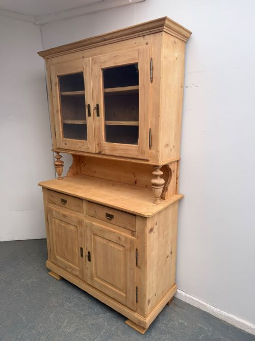 A TRULY SUPERB ANTIQUE OLD PINE VICTORIAN FRENCH KITCHEN DRESSER TO WAX PAINT