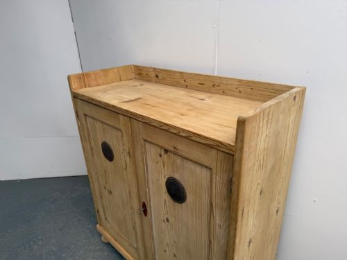 fig 1. A Mint Clean Antique / Old Pine Victorian Vented 2 Door Cupboard to Wax/Paint