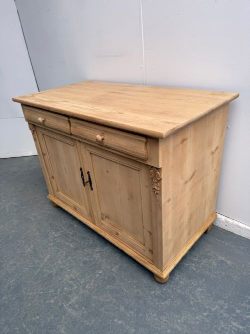 A Clean Victorian Antique Pine 2 Door 2 Drawer Dresser Base to Wax / Paint