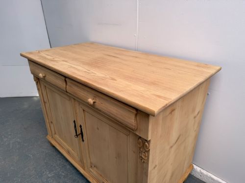 fig 1. A Clean Victorian Antique Pine 2 Door 2 Drawer Dresser Base to Wax / Paint