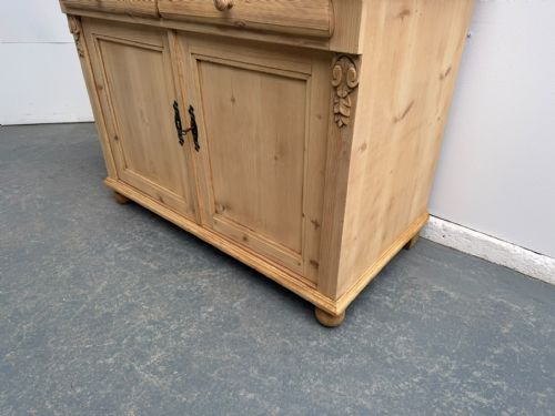 fig 2. A Clean Victorian Antique Pine 2 Door 2 Drawer Dresser Base to Wax / Paint