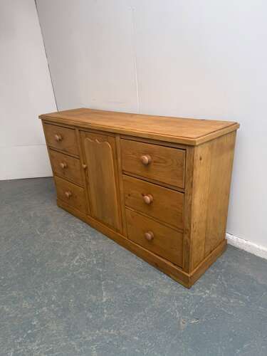 A Classic English Victorian Antique / Old Pine Waxed Kitchen Dresser Base