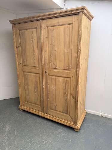 A Massive Victorian Antique Pine Ladies Knockdown Wardrobe to Wax/Paint
