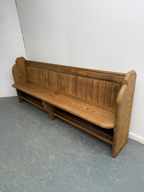 A Fantastic Victorian Antique / Old Pine 4 Seater Waxed Original Church Pew