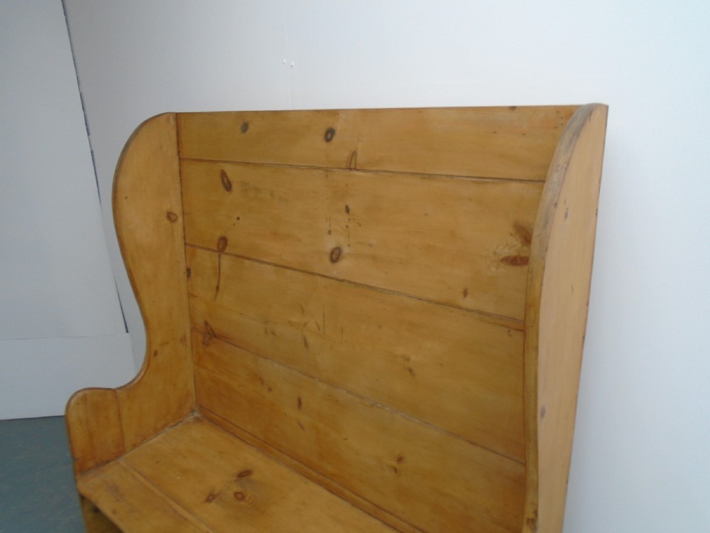 An Amazing Georgian Antique / Old Pine Waxed 2 Seater Farmhouse Settle / Bench View III
