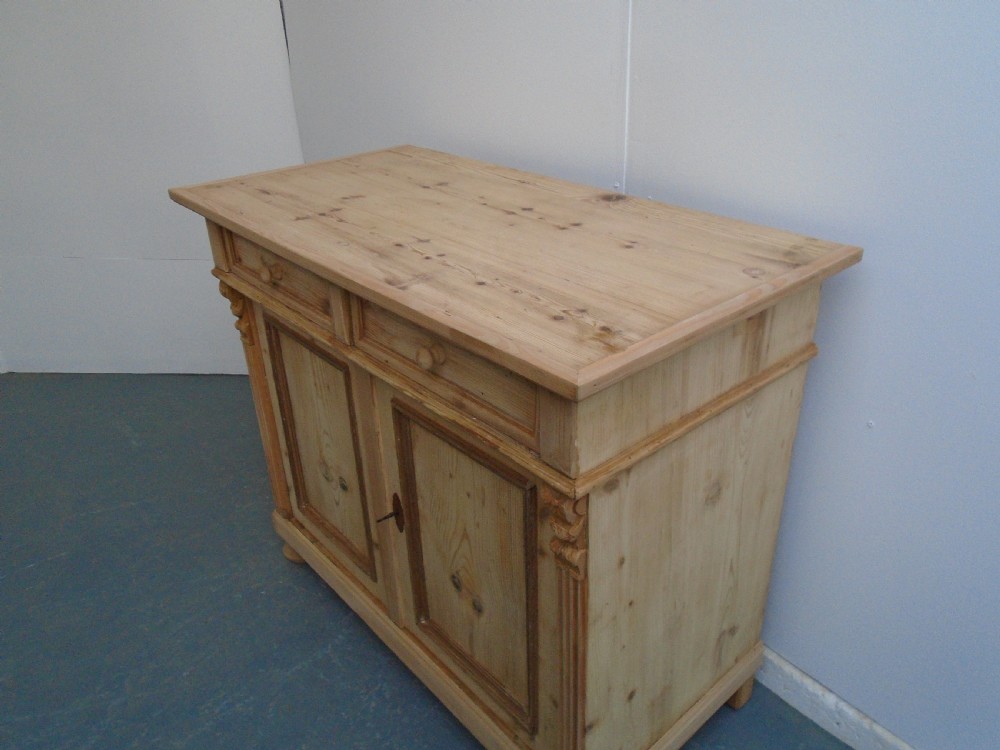 A Large Victorian Moulded 2 Door Kitchen Dresser Base Wax / Paint View II