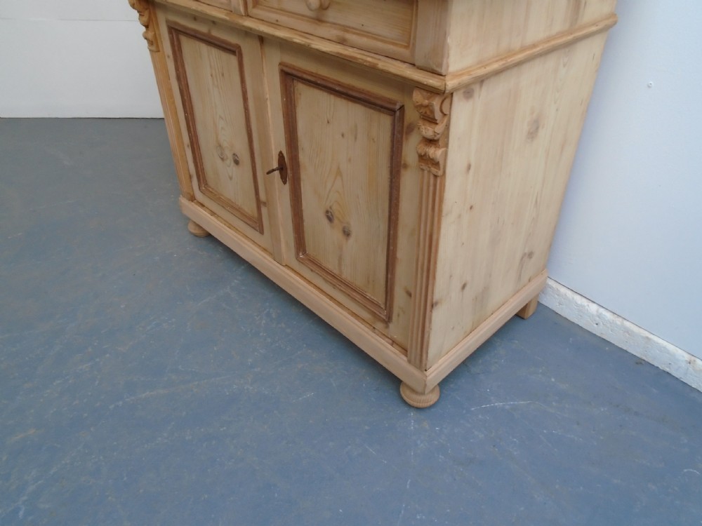 A Large Victorian Moulded 2 Door Kitchen Dresser Base Wax / Paint View IV