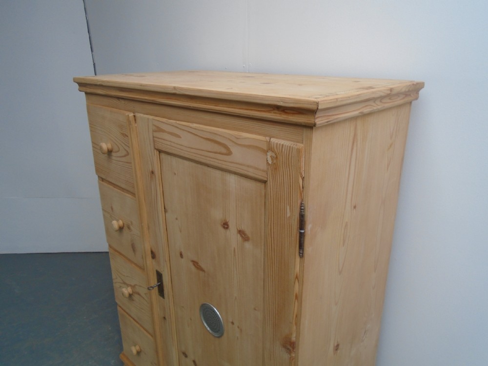 A Victorian Antique/Old Pine Mint Clean 4 Drawer Food Cupboard to Wax/Paint View II