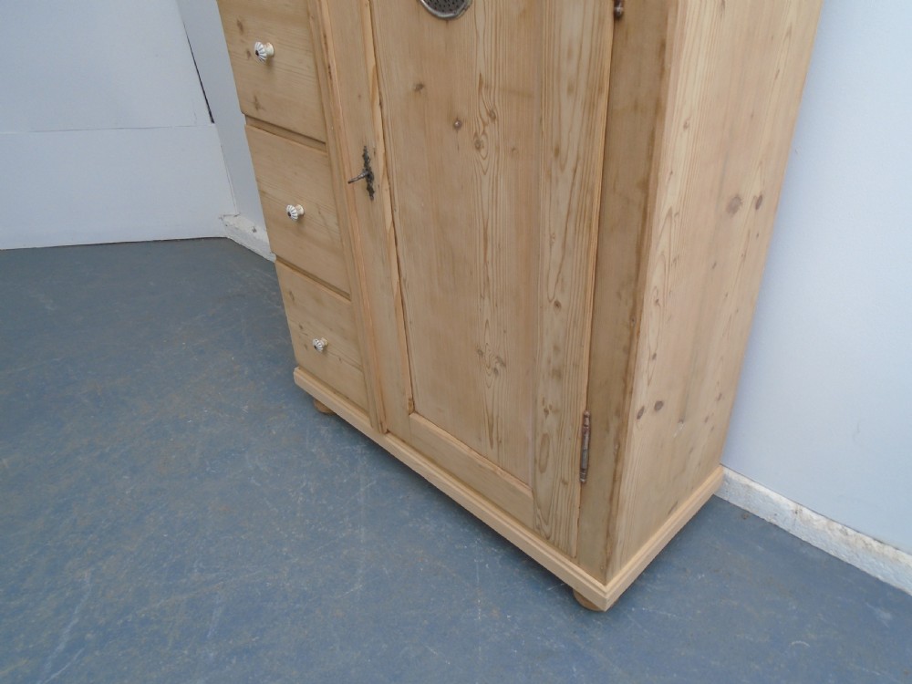 A Victorian Antique/Old Pine Ceramic Handle 4 Drawer Food Cupboard to Wax/Paint View III
