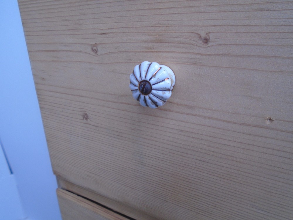 A Victorian Antique/Old Pine Ceramic Handle 4 Drawer Food Cupboard to Wax/Paint View IX