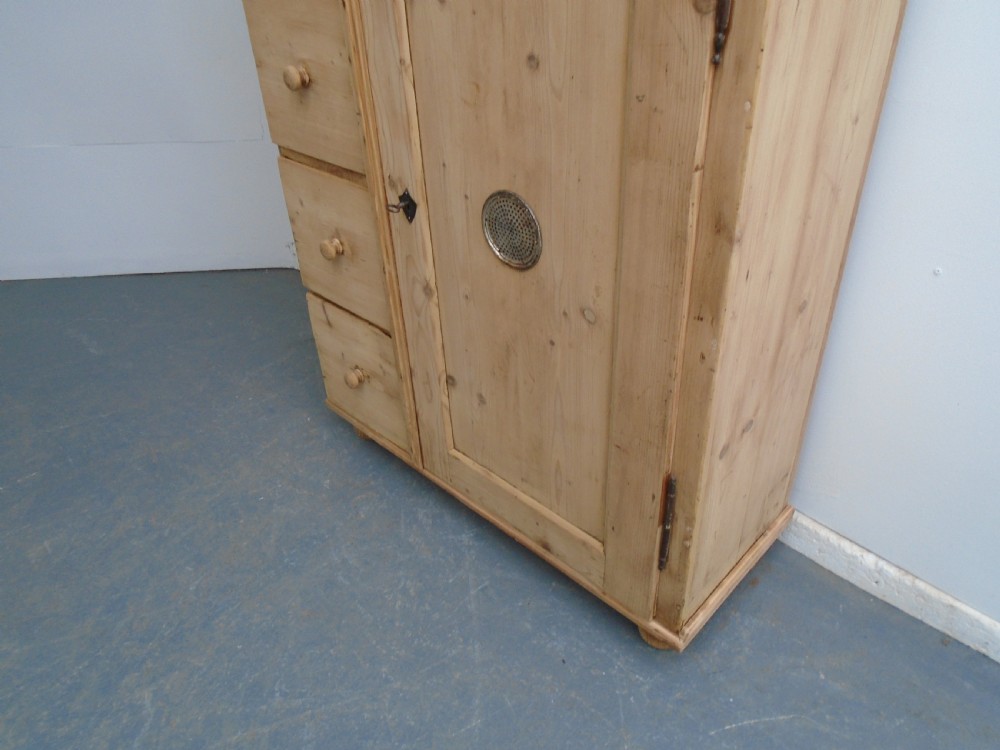 A Victorian Antique/Old Pine Shallow 4 Drawer Food Cupboard to Wax/Paint View III