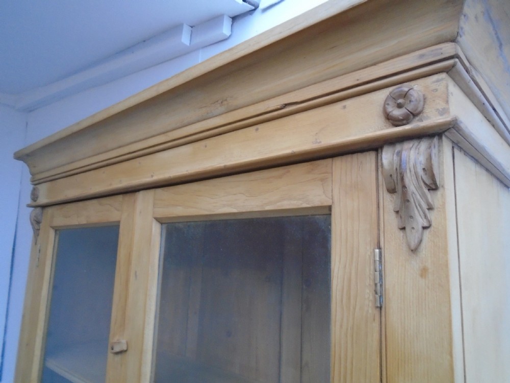 A Lovely Waxed Victorian Antique/Old Pine 2 Piece Bookcase View VI