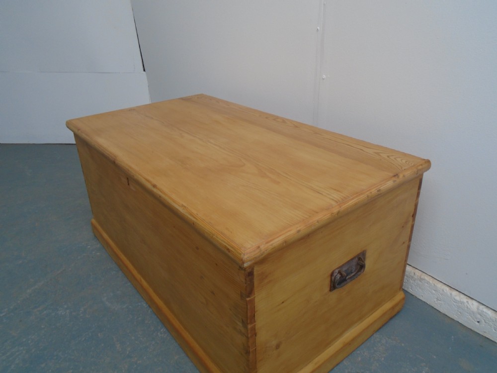 A Low & Wide Victorian Antique Pine Waxed Blanket Box  View II