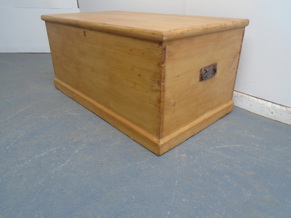 A Low & Wide Victorian Antique Pine Waxed Blanket Box  View III