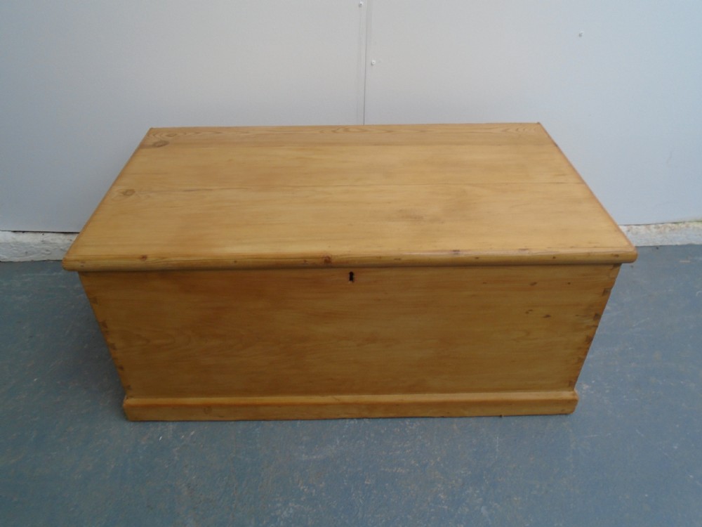 A Low & Wide Victorian Antique Pine Waxed Blanket Box  View IV