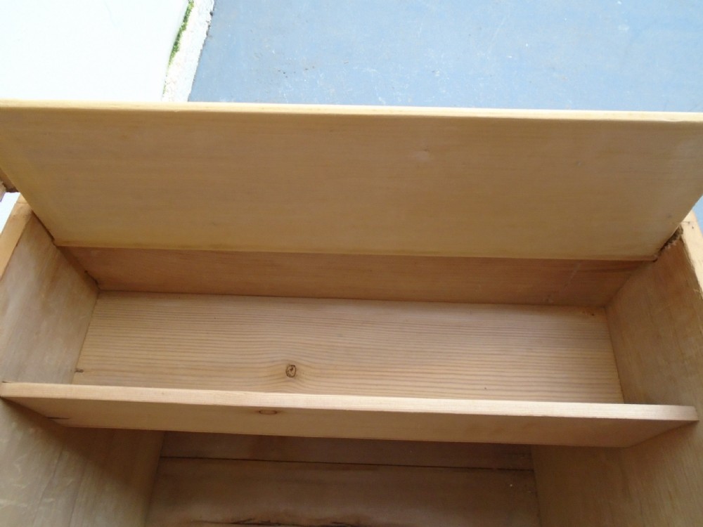A Low & Wide Victorian Antique Pine Waxed Blanket Box  View VIII