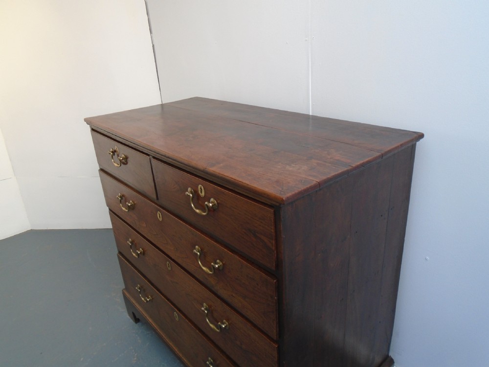 A Lovely Welsh Oak & Fruitwood Georgian 5 Drawer Chest of Drawers View VI