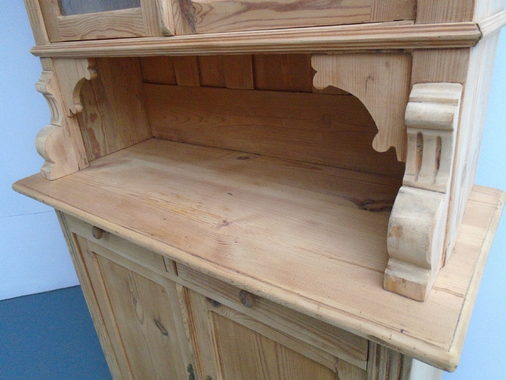 A Pretty Arch Small Victorian Antique / Old Pine Kitchen Dresser to Wax / Paint View VI