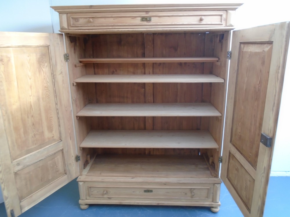 A Huge Victorian Antique/Old Pine Rare 2 Door Knockdown Wardrobe to Wax/Paint View XI